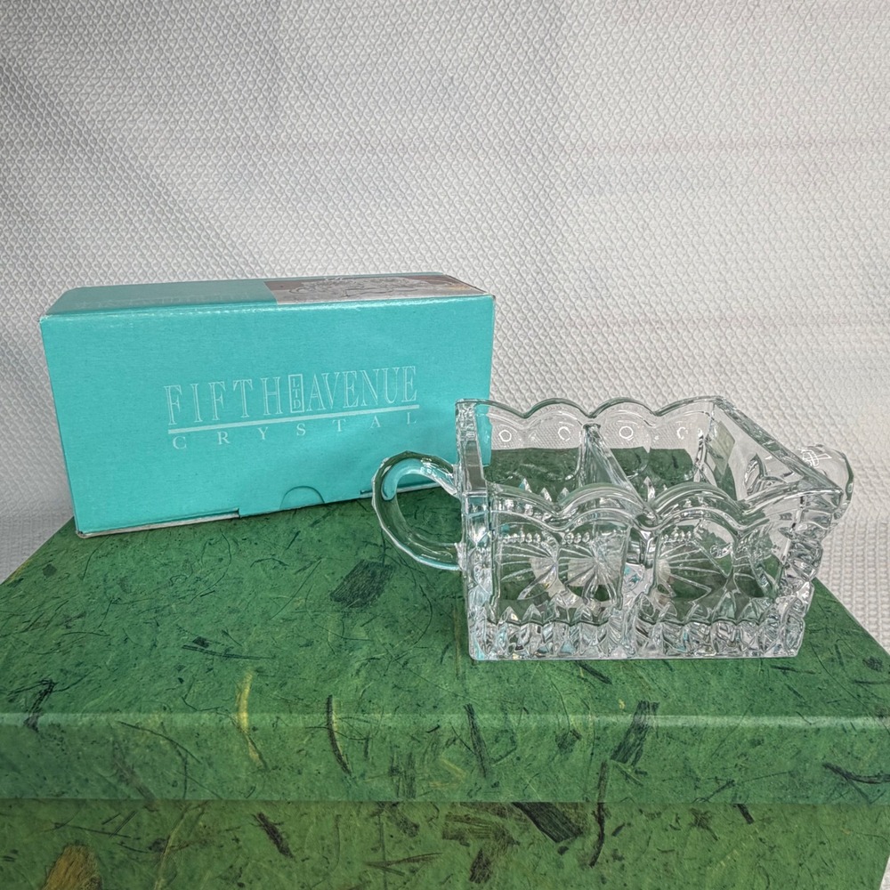 Fifth Avenue Crystal Sugar/Tea Caddy 2 x 4" Lead Crystal - Divided with Box